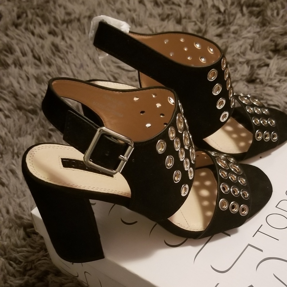 topshop black suede heels